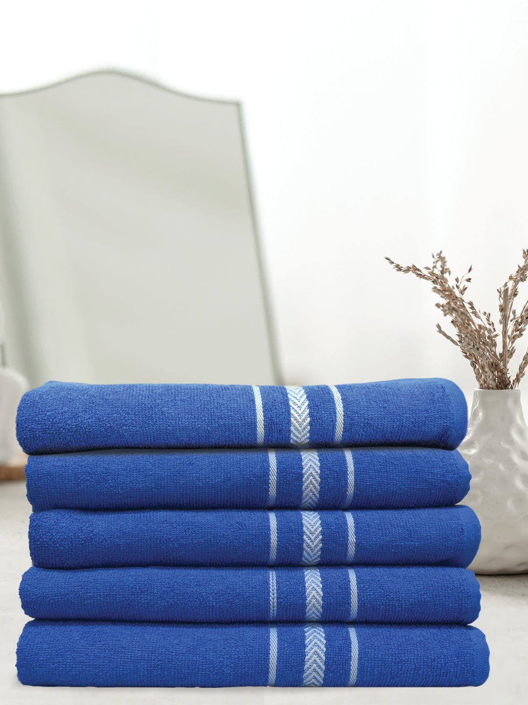 Royal Blue Soft Textured Bath Towel (Pack of 5) by Athom Living - Athom Living
