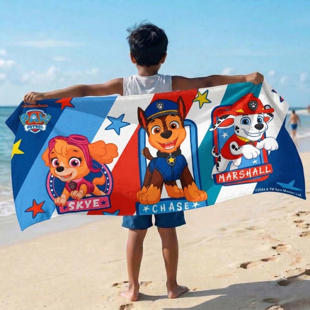 Skype, Chase, Marshall Paw Patrol Kids Bath Towel - Soft & Colorful Design by Athom Living - Athom Living