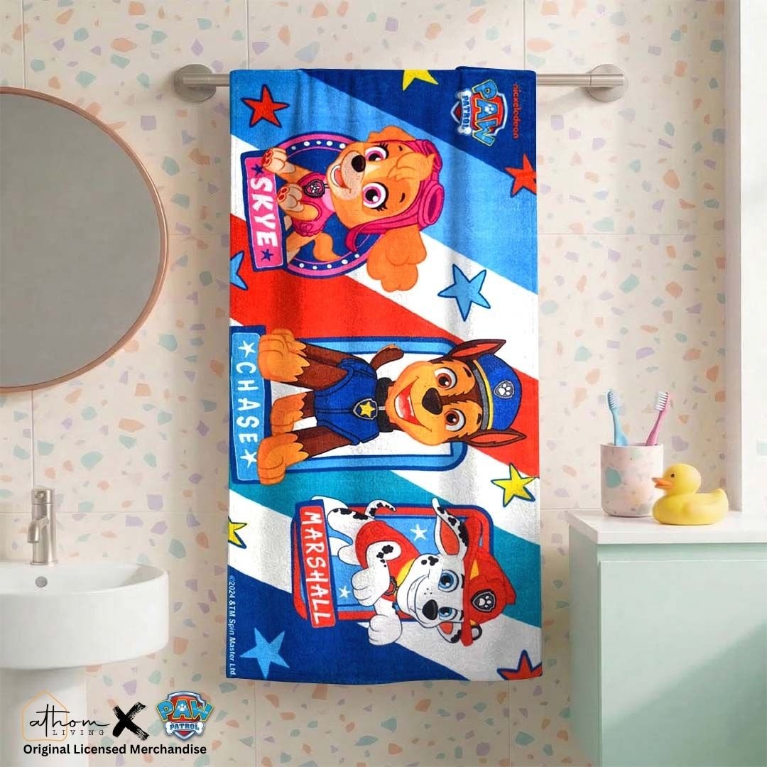 Skype, Chase, Marshall Paw Patrol Kids Bath Towel - Soft & Colorful Design by Athom Living - Athom Living