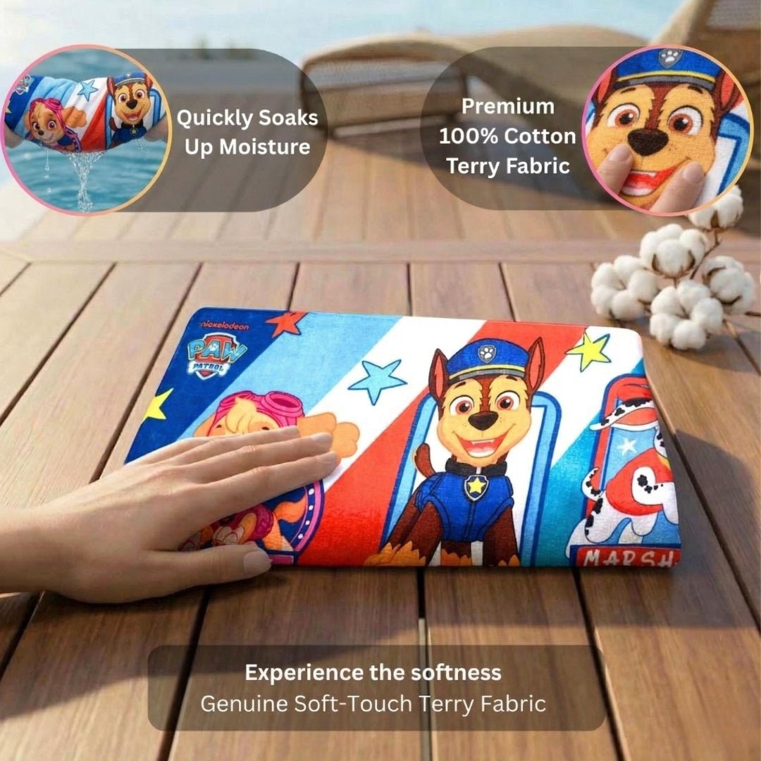 Skype, Chase, Marshall Paw Patrol Kids Bath Towel - Soft & Colorful Design by Athom Living - Athom Living