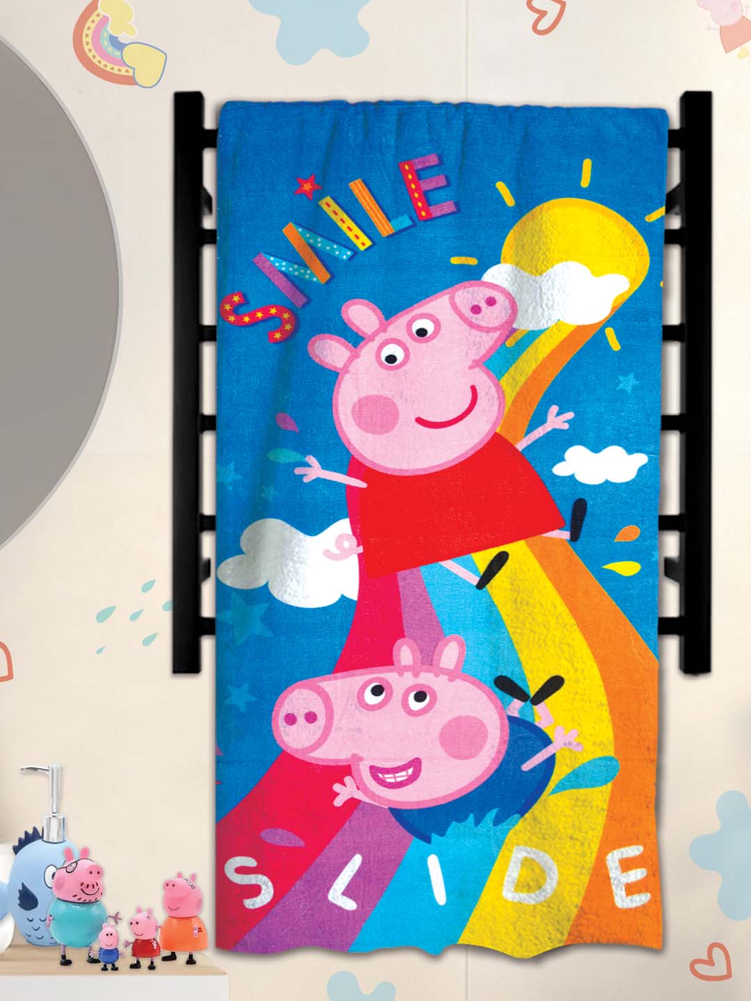 Smile Slide Peppa Pig Themed Kids Cotton Bath Towel by Athom Living - Athom Living