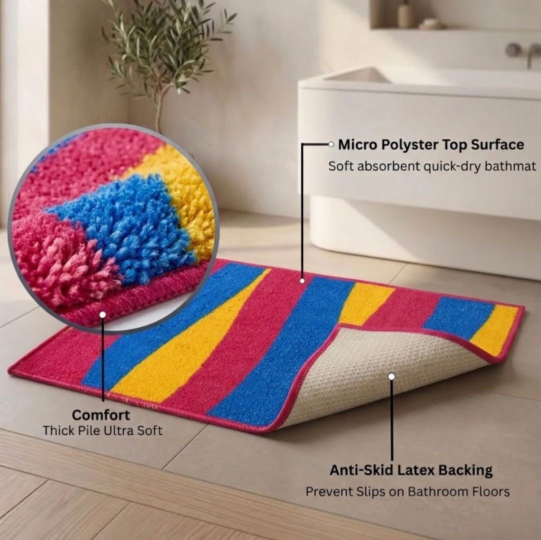 Soft Anti - Slip Micro Designer Bath Mat Set of 2 by Athom Living - Athom Living