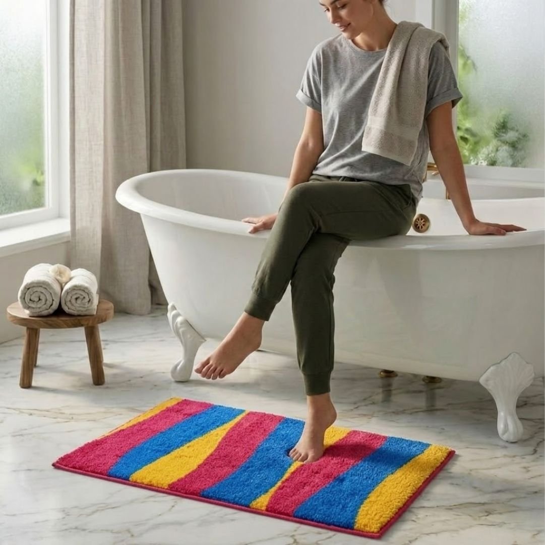 Soft Anti - Slip Micro Designer Bath Mat Set of 3 by Athom Living - Athom Living