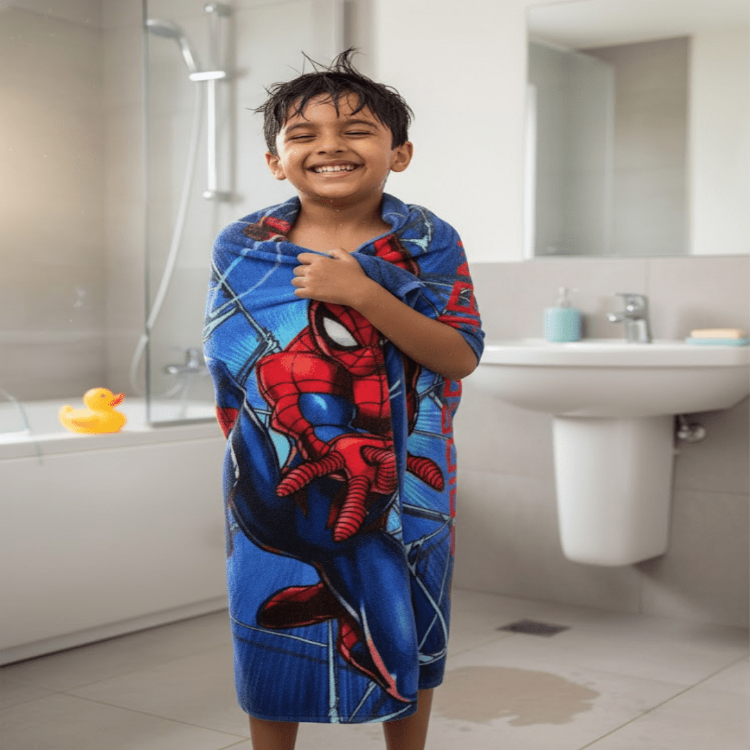 SpiderMan Kids Bath Towel and Kids Doormat Combo - Pack of 2 by Athom Living - Athom Living