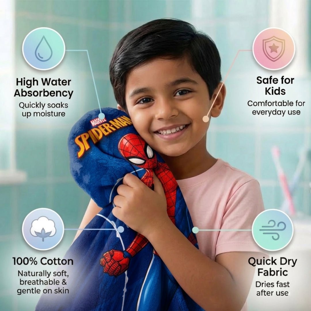 Spiderman Kids Cotton Bath Towel - Soft & Durable Towel by Athom Living - Athom Living