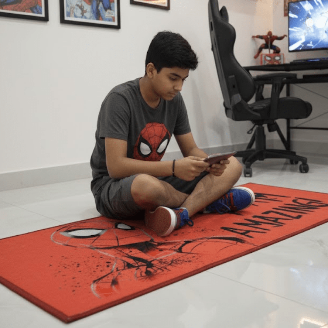 Spiderman (Red) Themed Runner Carpet(60x140 cm) by Athom Living - Athom Living