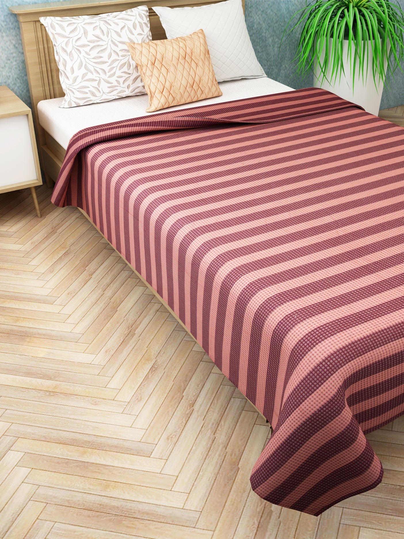 Star Chaddar | Dohar | Bedcover - Summer Stripes Peach Single Cotton Bedsheet Soft & Light by Athom Living - Athom Living