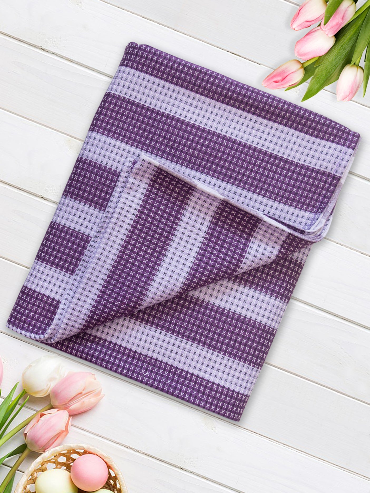 Star Chaddar | Dohar | Bedcover - Summer Stripes Purple Single Cotton Bedsheet Soft & Light by Athom Living - Athom Living