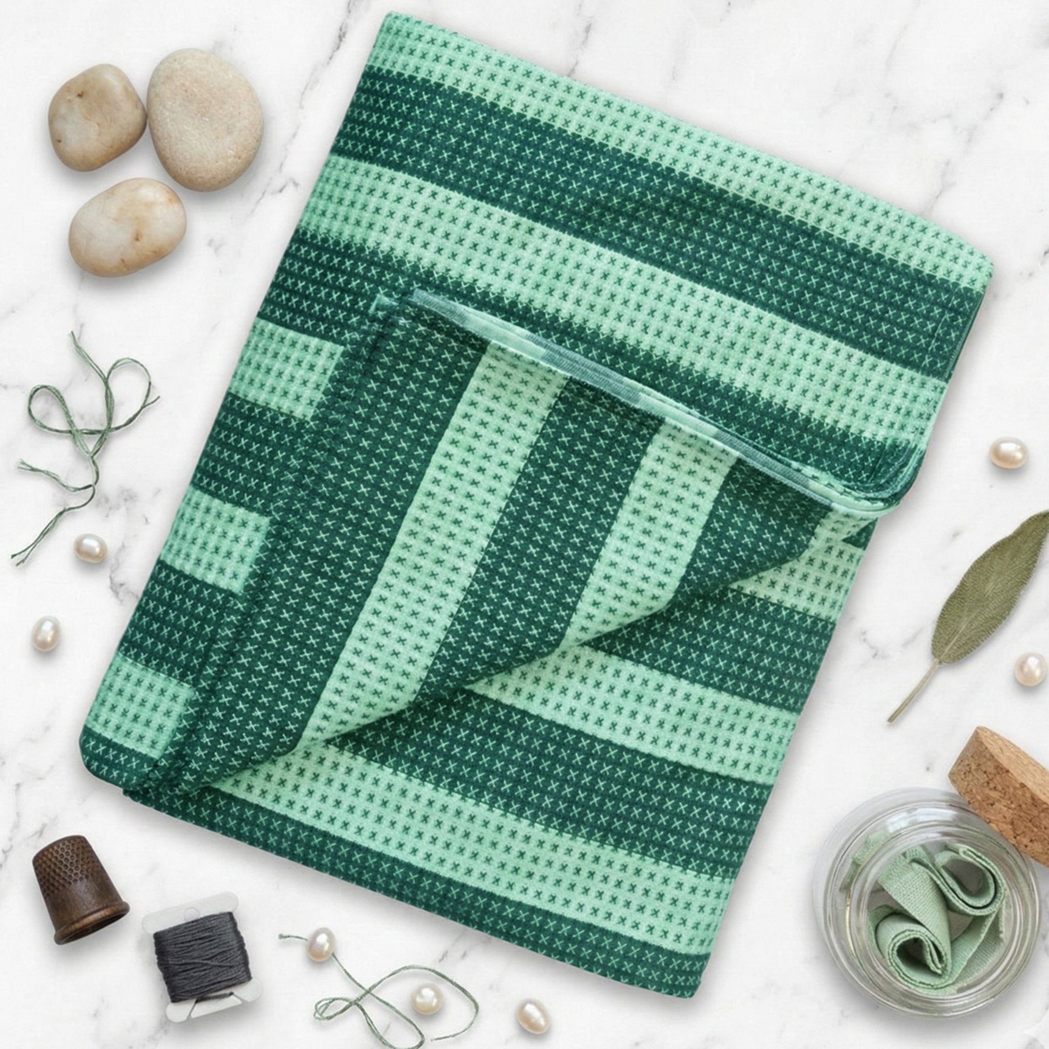 Star Chaddar Stripes Cotton Bedsheet | Lavender & Water Green,Pack of 2 by Athom Living - Athom Living