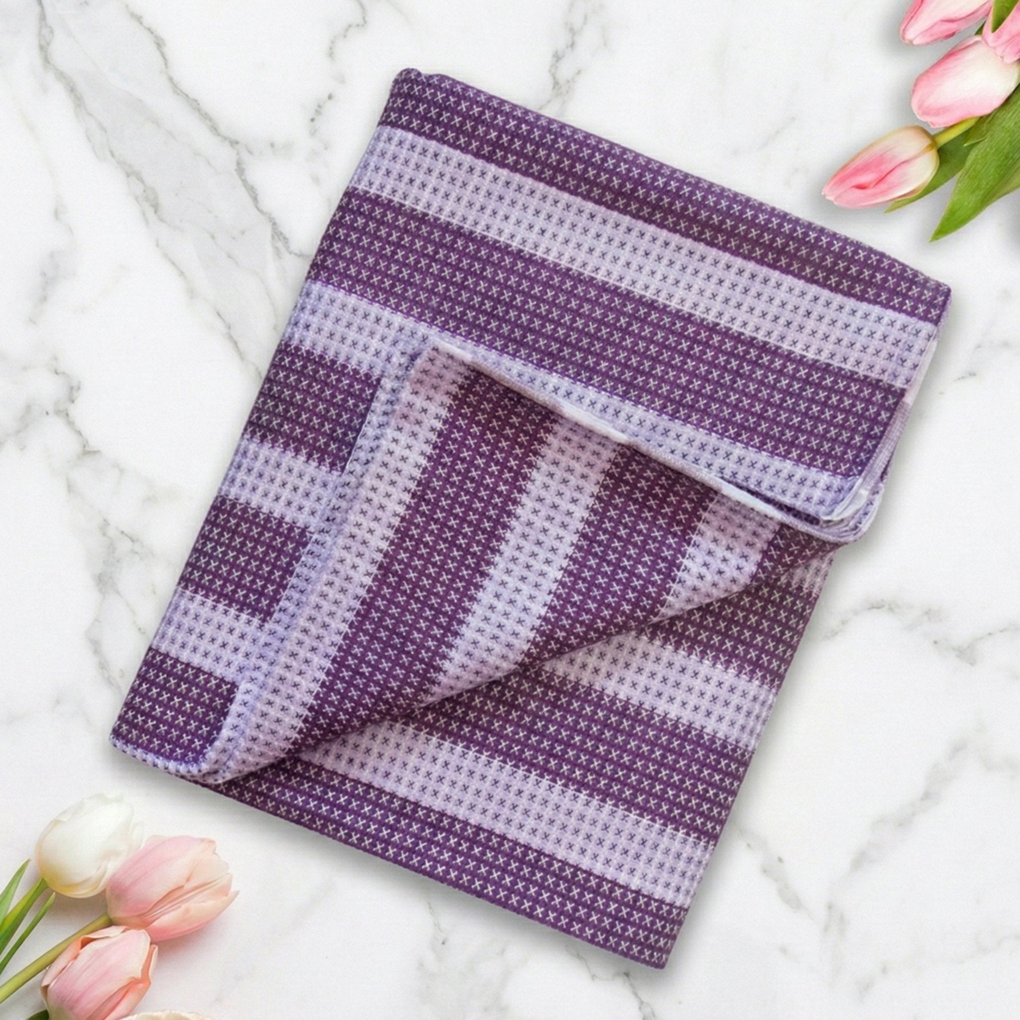 Star Chaddar Stripes Cotton Bedsheet | Maroon & Lavender color, Pack of 2 by Athom Living - Athom Living