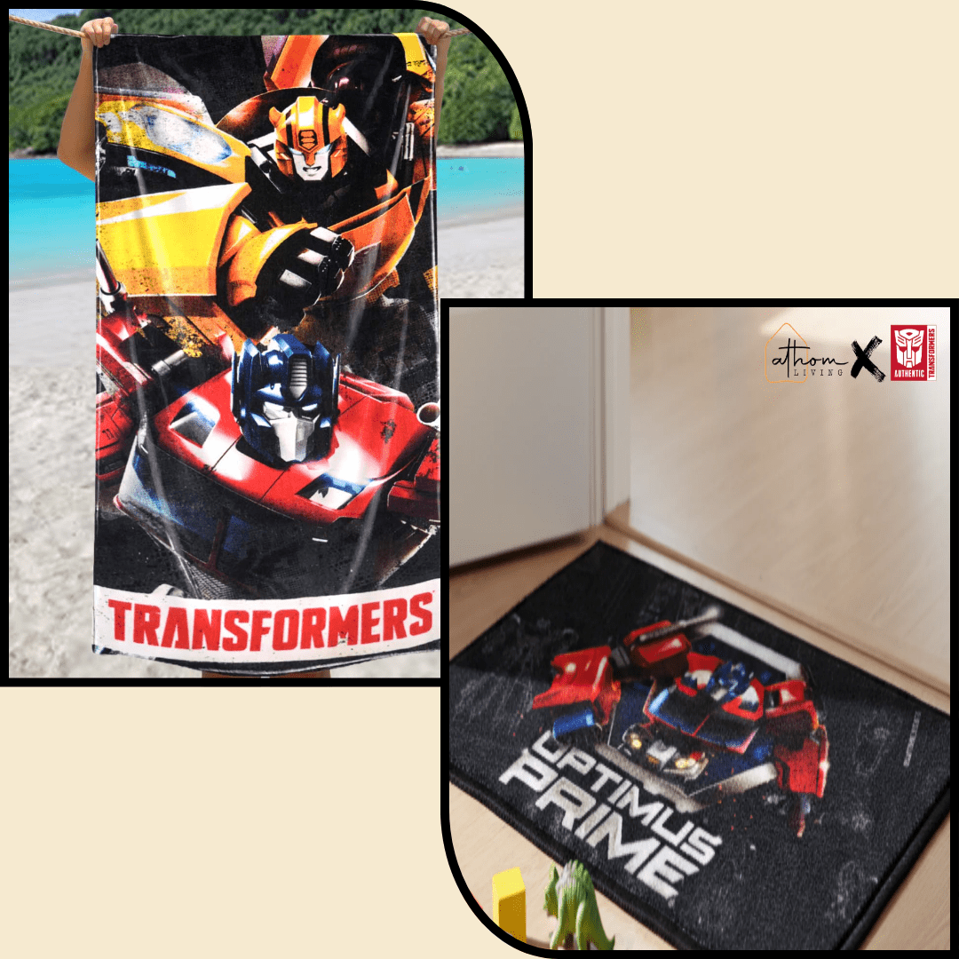 Transformer Kids Bath Towel and Kids Doormat Combo - Pack of 2 by Athom Living - Athom Living