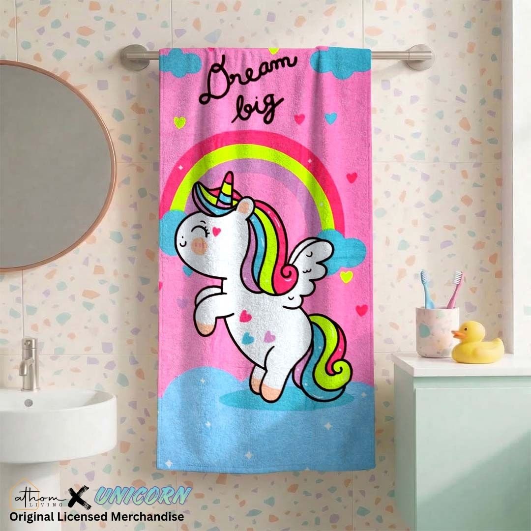 Unicorn Kids Cotton Bath Towel – Soft, Absorbent & Cozy by Athom Living - Athom Living