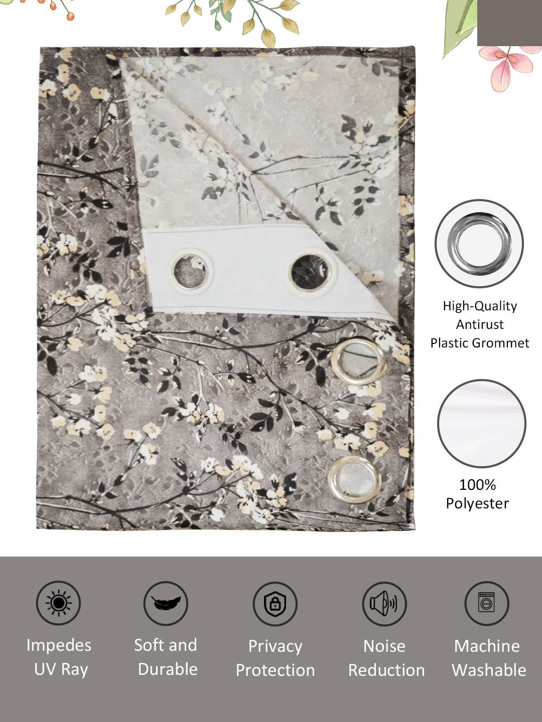 Vogue Dark Grey Collection Solid Window Drapes Curtain - Set of 2 by Athom Living - Athom Living