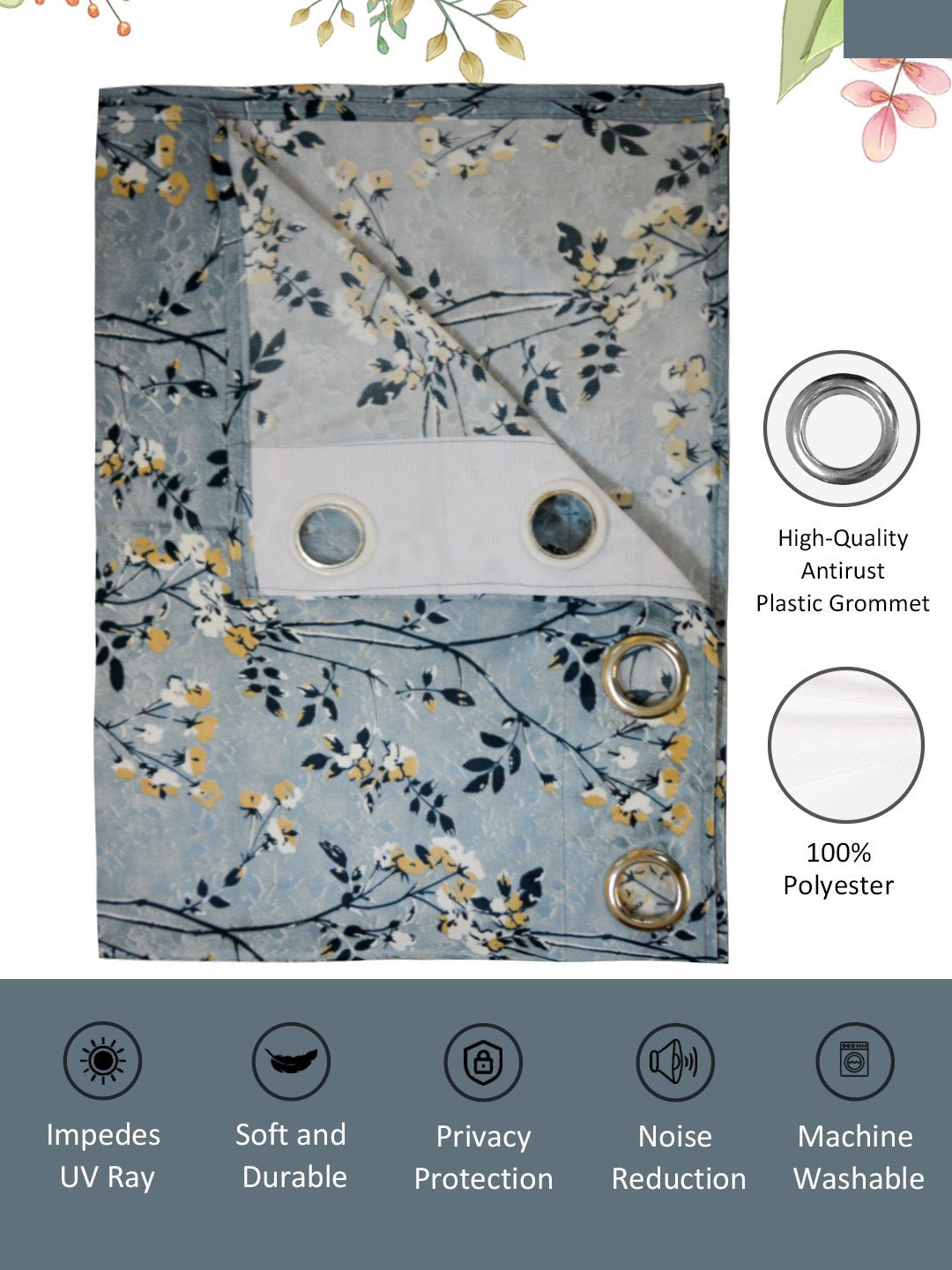 Vogue Grayish - Blue Collection Solid Door Drapes Curtain - Set of 2 by Athom Living - Athom Living