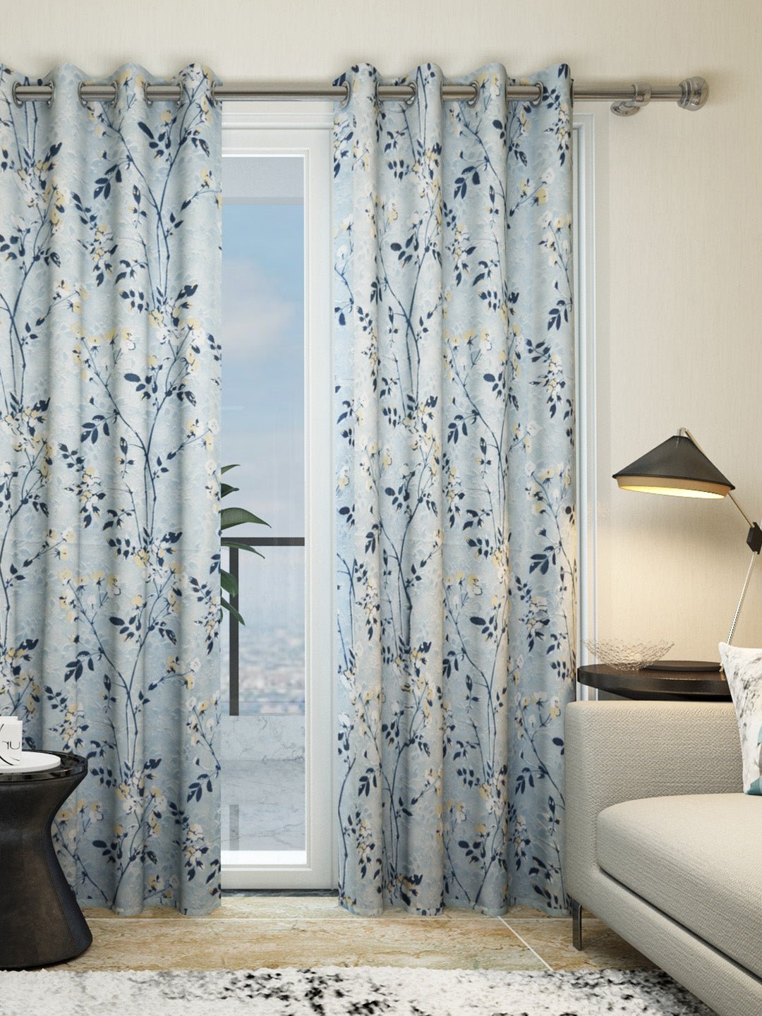 Vogue Grayish - Blue Collection Solid Door Drapes Curtain - Set of 2 by Athom Living - Athom Living
