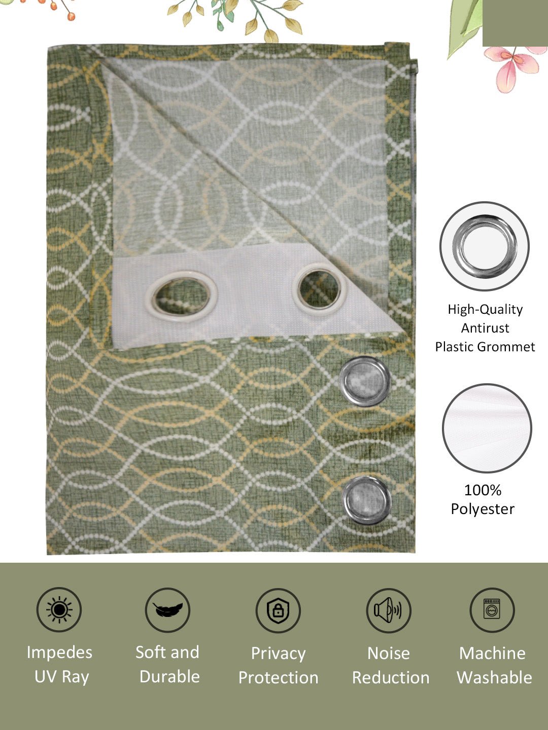 Vogue Grayish - Green Collection Solid Door Drapes Curtain - Set of 2 by Athom Living - Athom Living