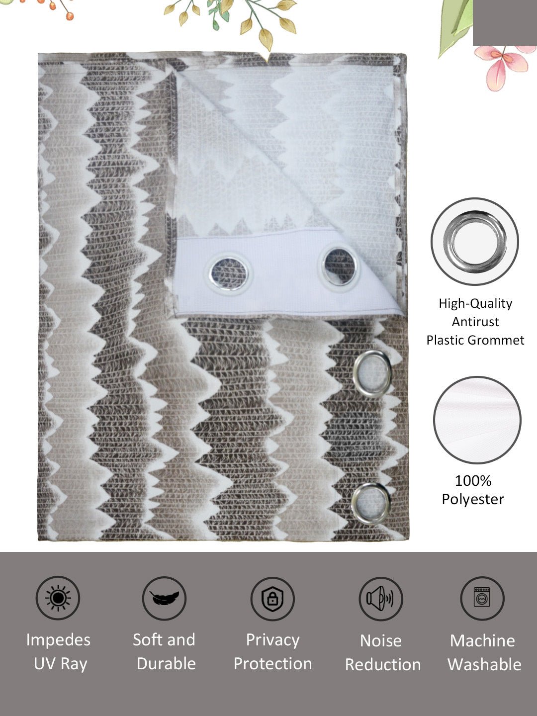 Vogue Neutral Grey Collection Solid Window Drapes Curtain - Set of 2 by Athom Living - Athom Living