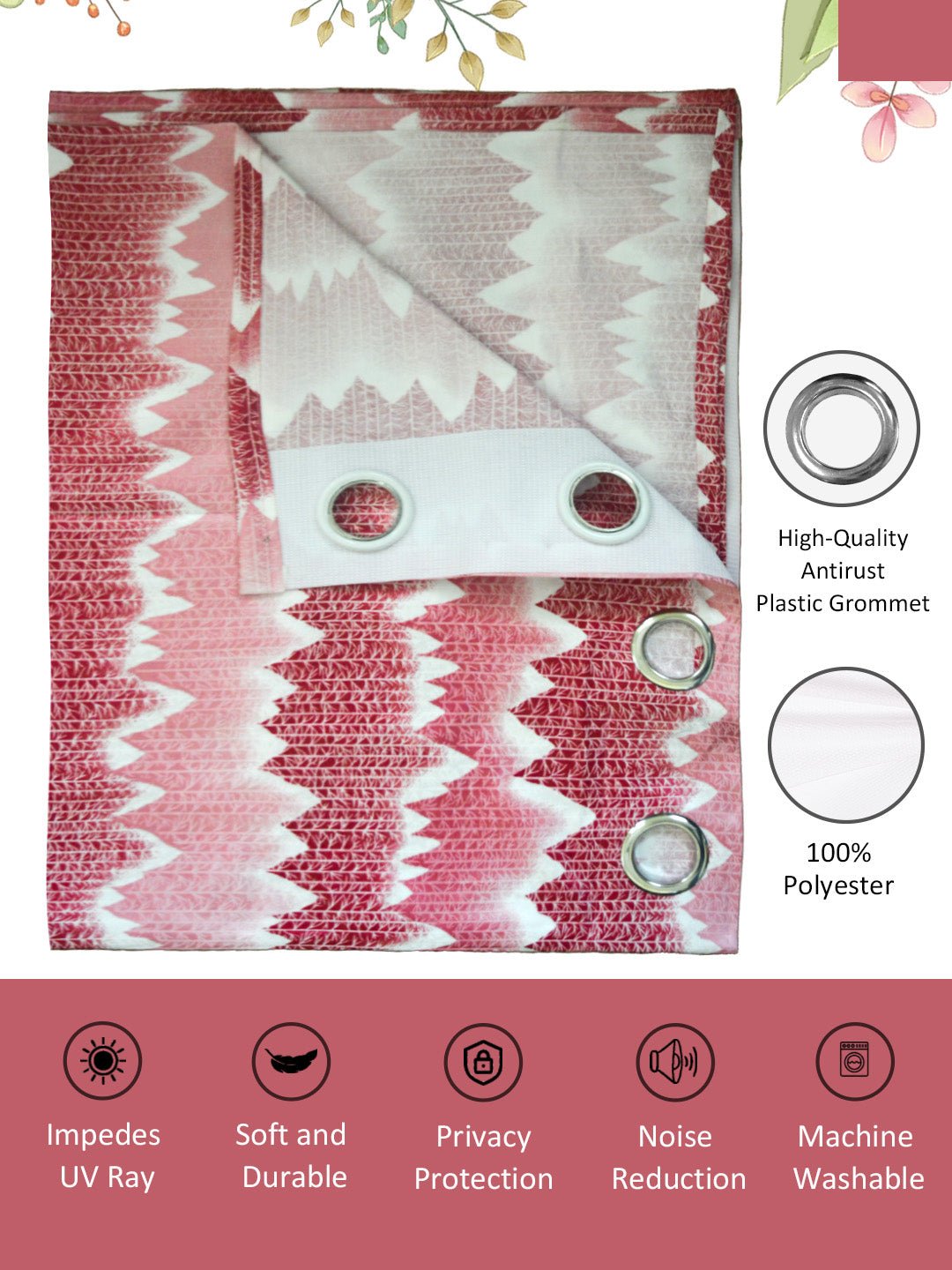 Vogue Pink - White Pattern Collection Solid Window Drapes Curtain - Set of 2 by Athom Living - Athom Living