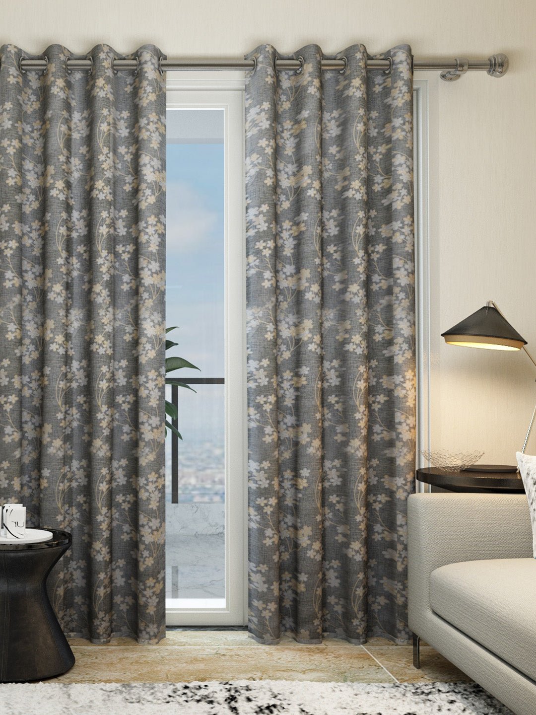 Vogue Warm Grey Collection Solid Door Drapes Curtain - Set of 2 by Athom Living - Athom Living