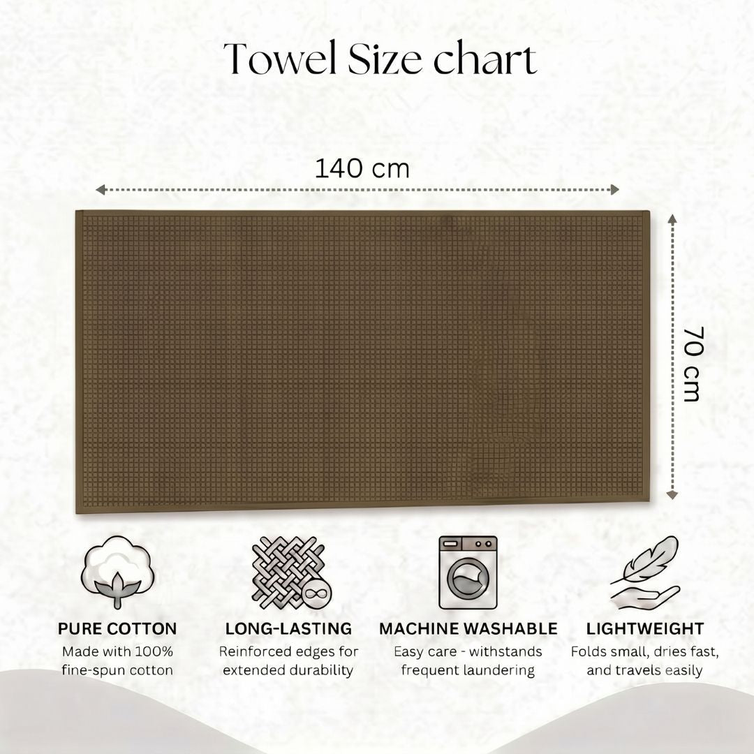 Waffle & Terry Texture Bath Towel Brown – By Athom Living - Athom Living