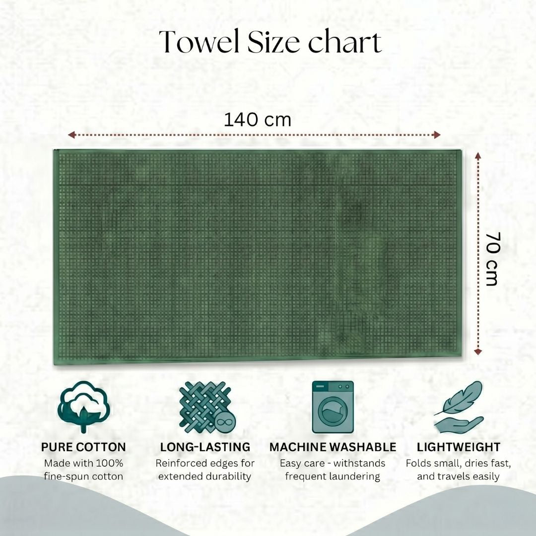 Waffle & Terry Texture Bath Towel Green– By Athom Living - Athom Living