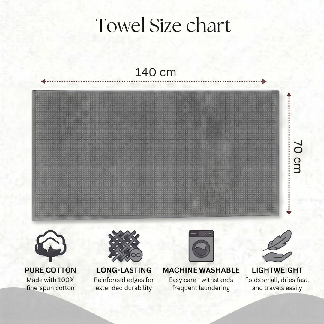 Waffle & Terry Texture Bath Towel Grey– By Athom Living - Athom Living