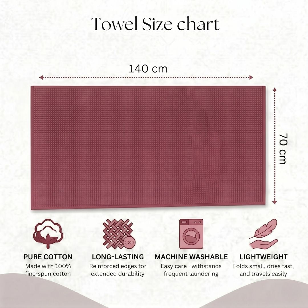 Waffle & Terry Texture Bath Towel Mauve– By Athom Living - Athom Living