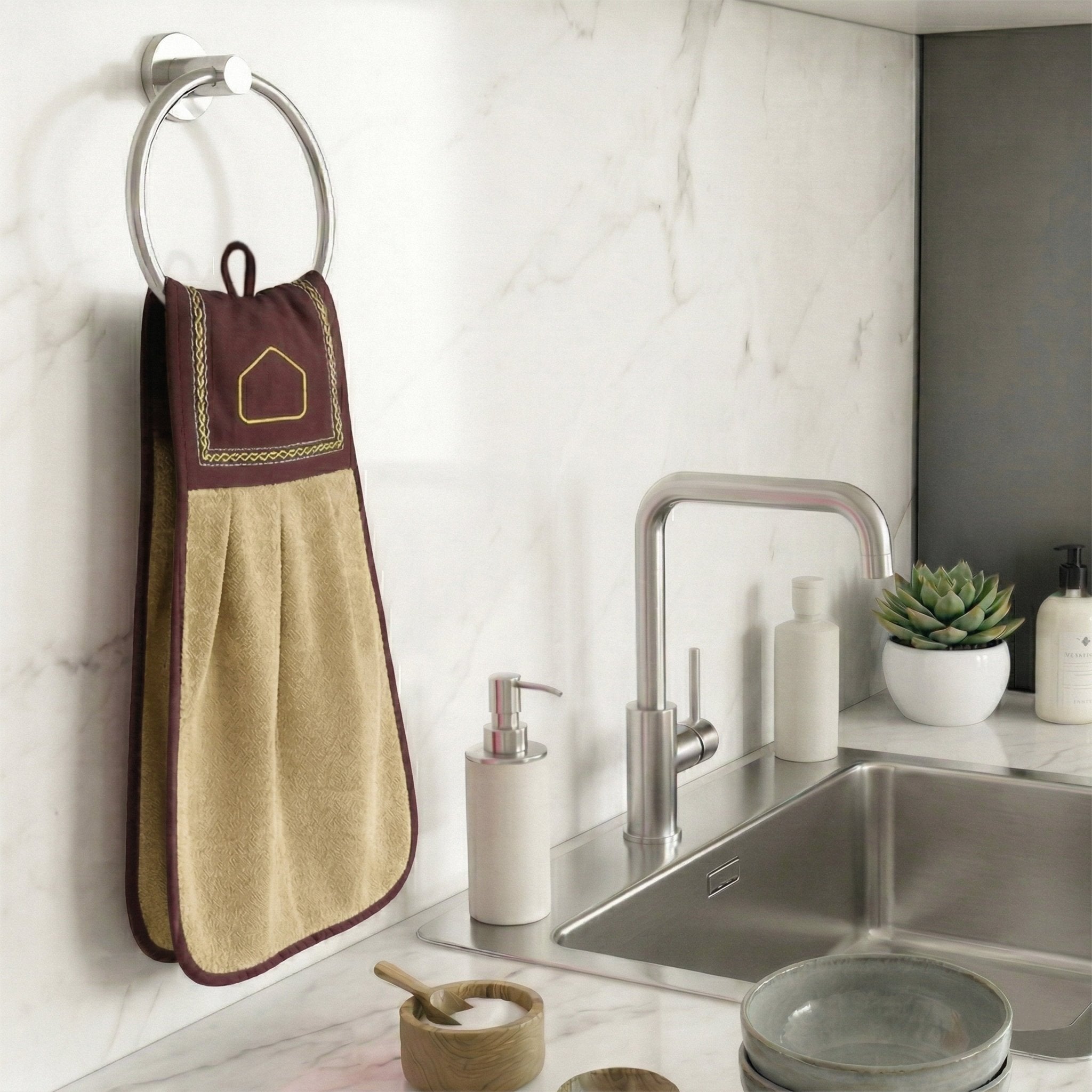 Wash Basin Kitchen Towel Beige by Athom Living - Athom Living