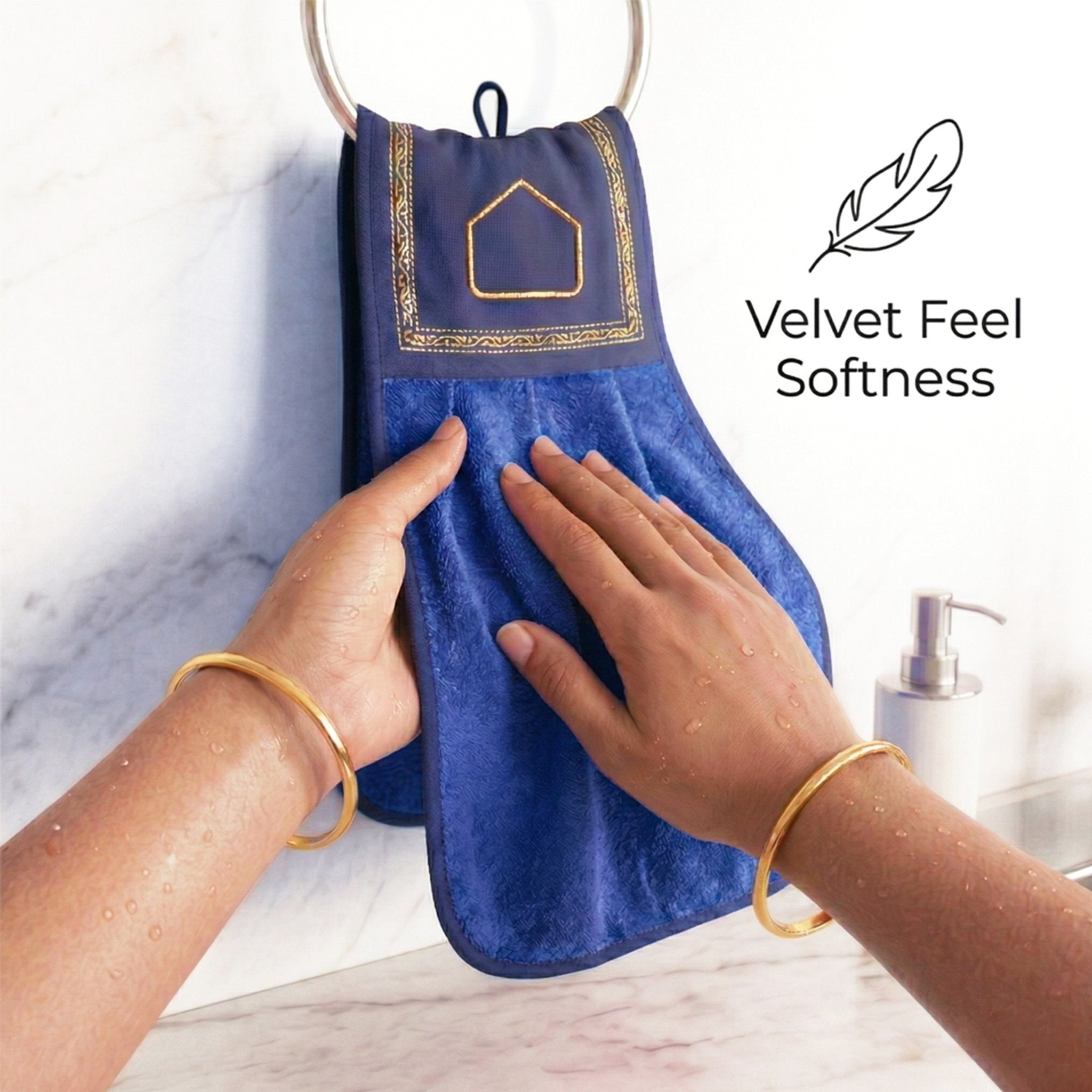Wash Basin Kitchen Towel Blue Pack of 2 by Athom Living - Athom Living