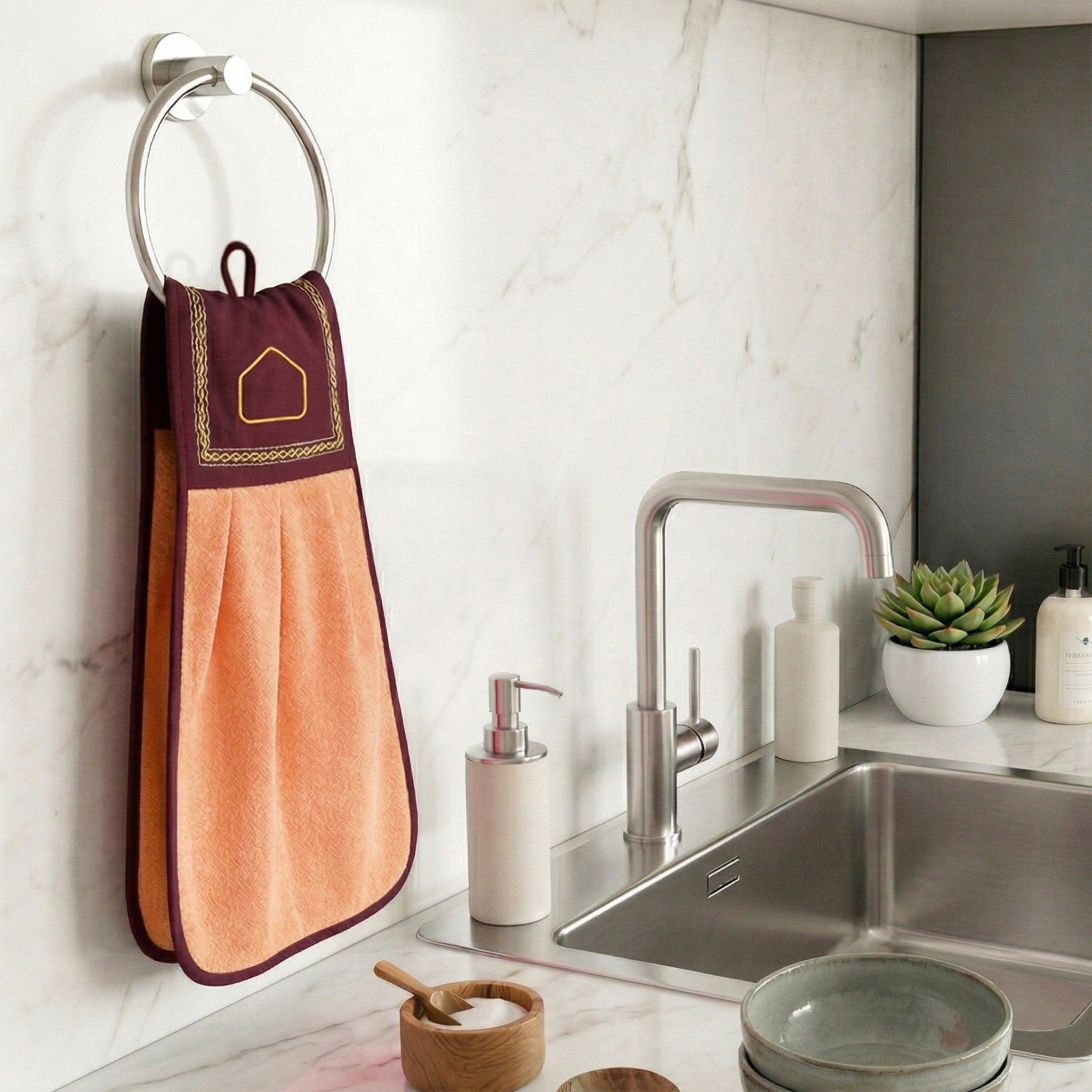 Wash Basin Kitchen Towel Orange by Athom Living - Athom Living