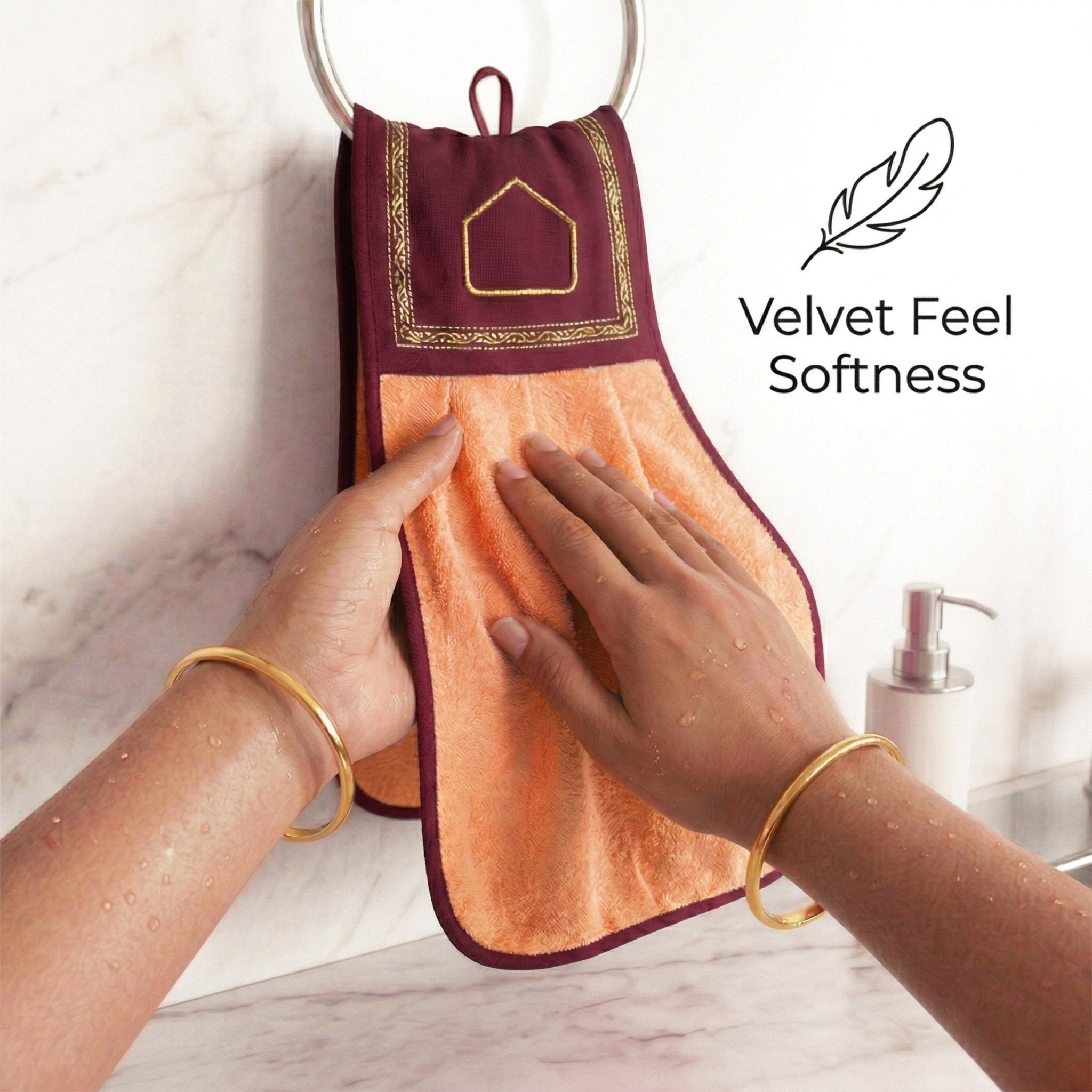 Wash Basin Kitchen Towel Orange by Athom Living - Athom Living