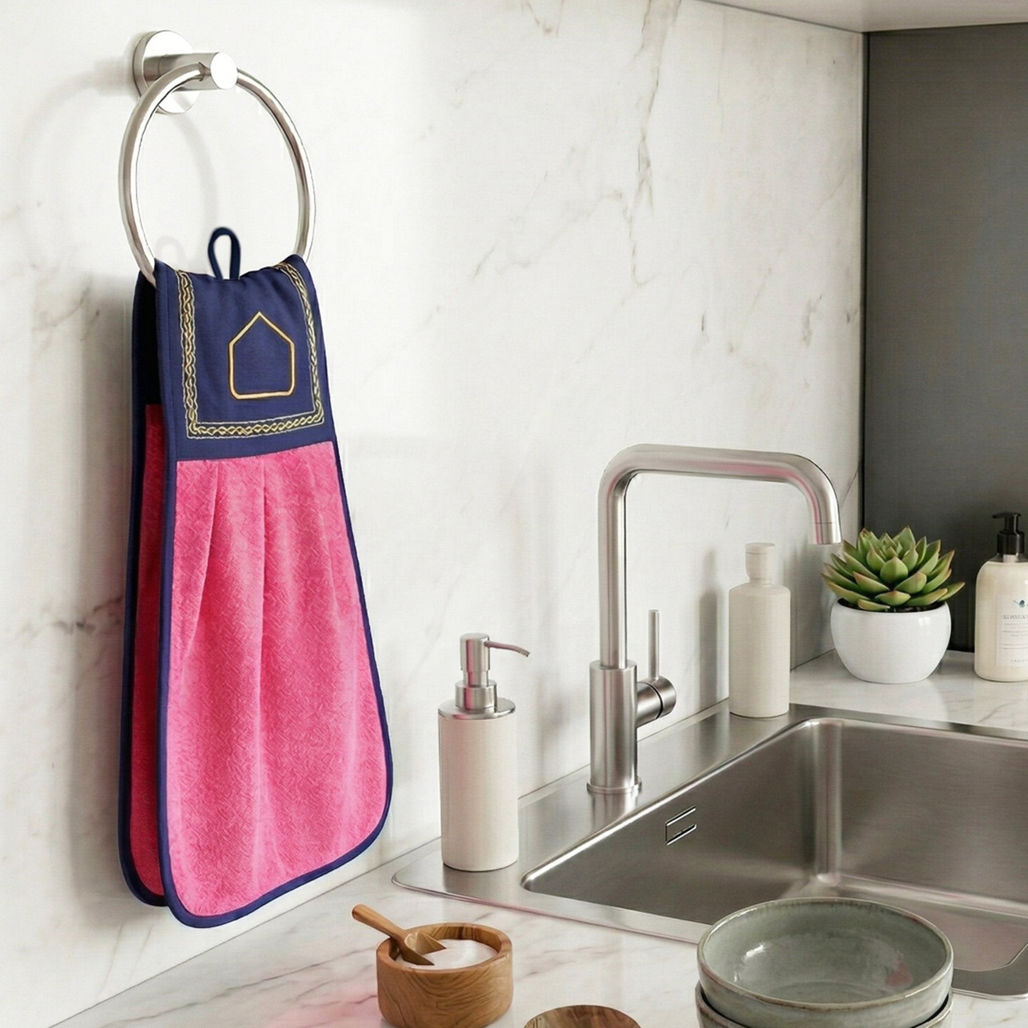 Wash Basin Kitchen Towel Pink by Athom Living - Athom Living