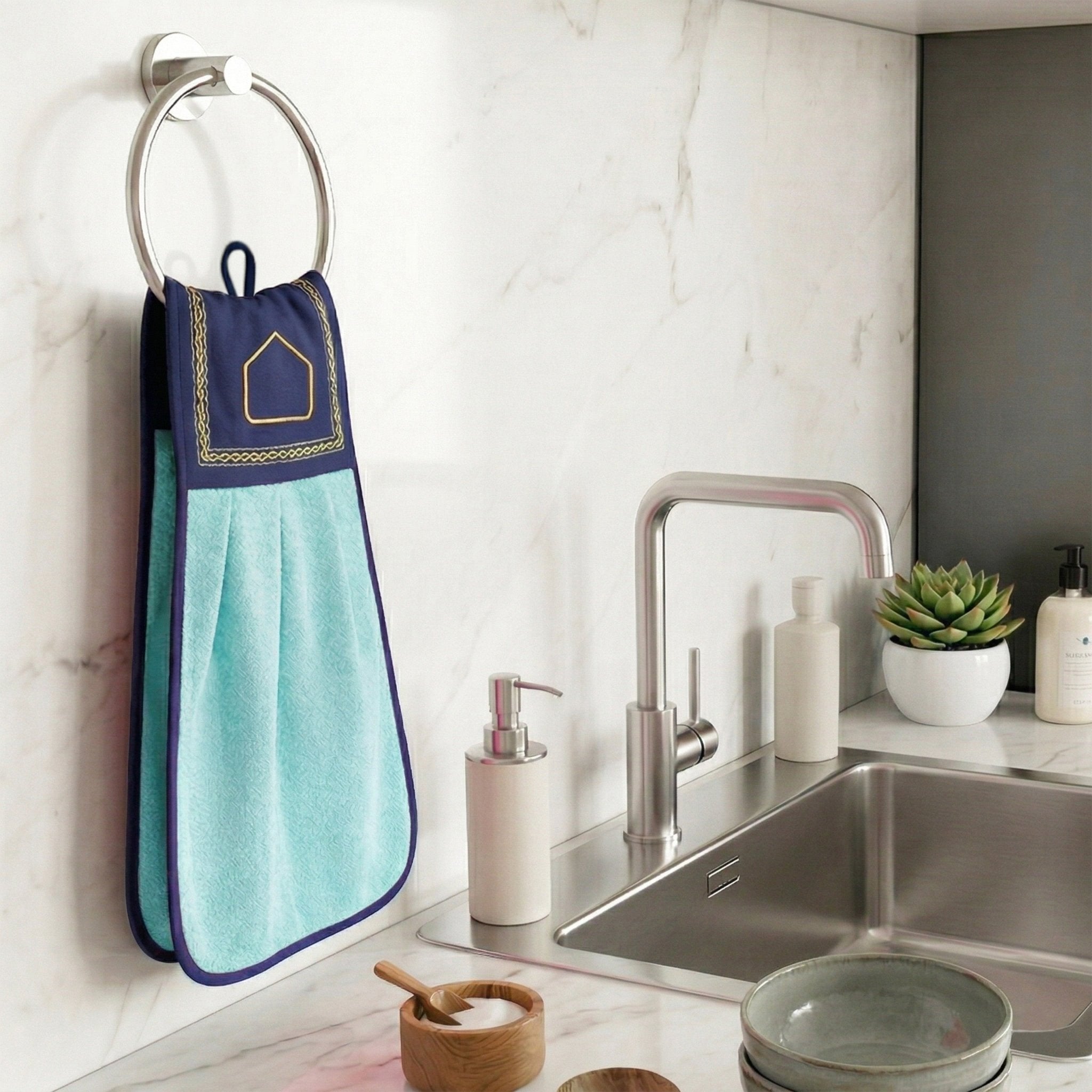 Wash Basin Kitchen Towel Sea Blue by Athom Living - Athom Living