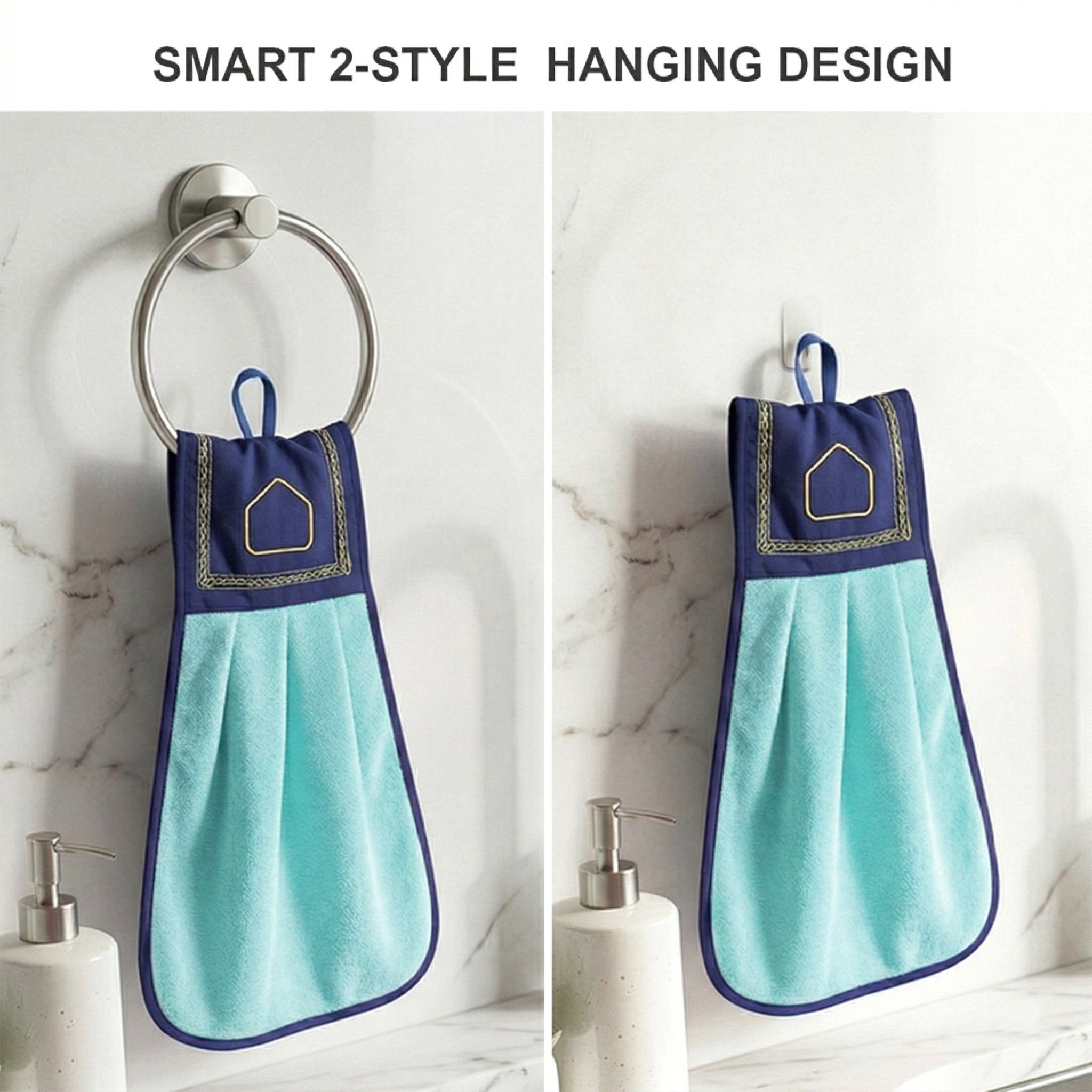 Wash Basin Kitchen Towel Sea Blue Pack of 2 by Athom Living - Athom Living