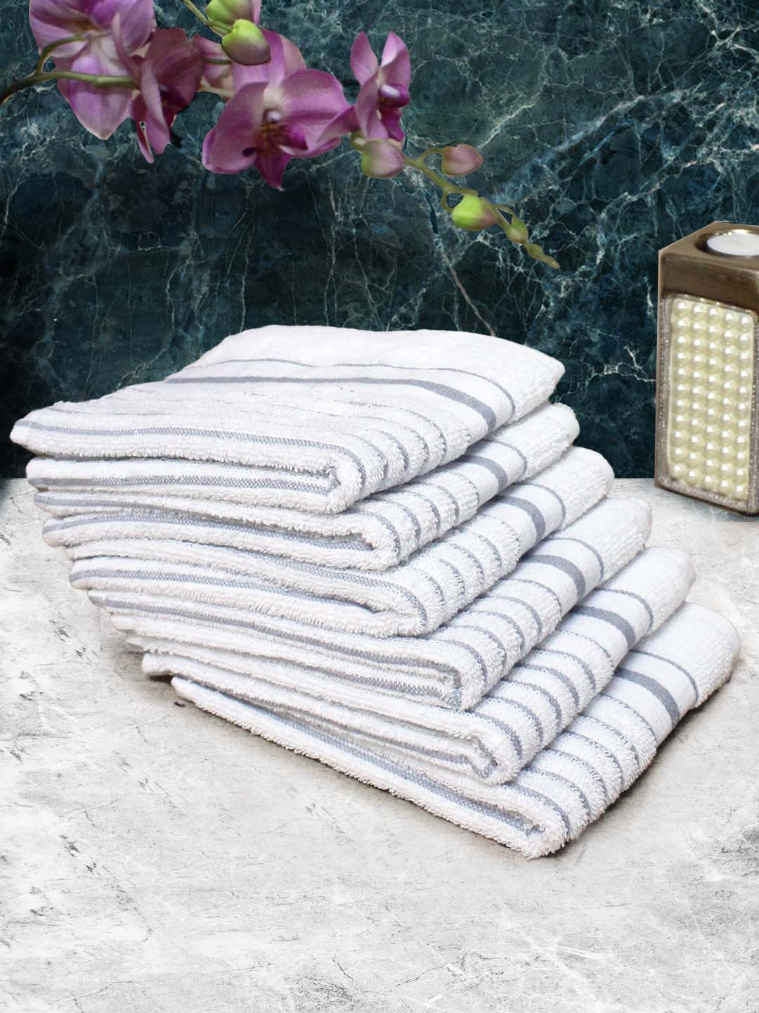 White Soft Cotton Hand Towel (Set of 6) by Athom Living - Athom Living