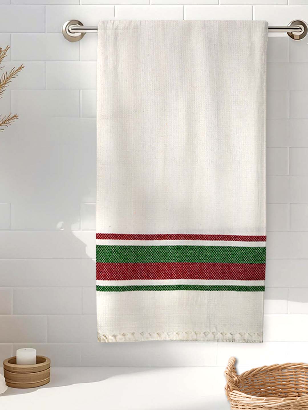 White Waffled Premium Coton Bath Towel by Athom Living - Athom Living