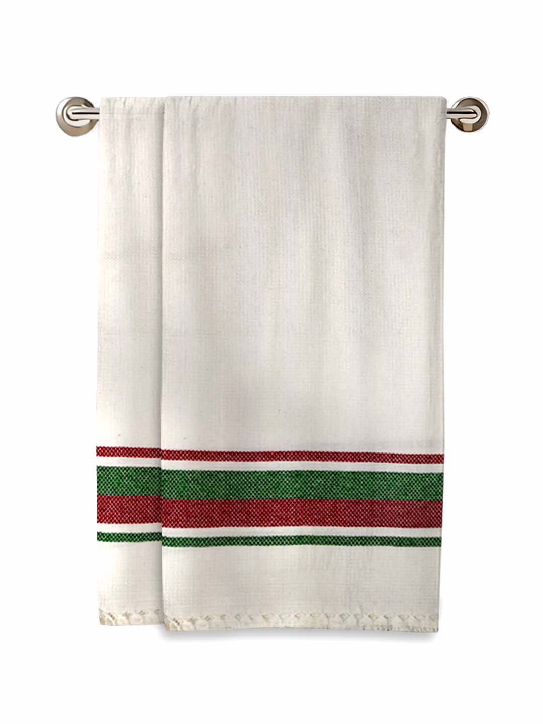 White Waffled Premium Coton Bath Towel (Pack of 2) by Athom Living - Athom Living