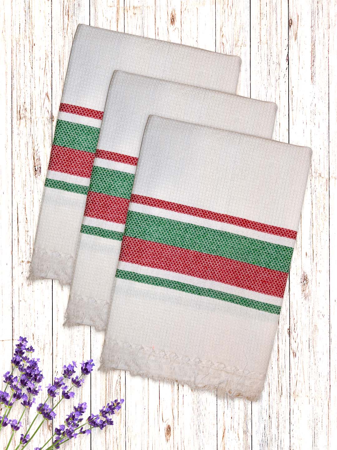 White Waffled Premium Coton Bath Towel (Pack of 3) by Athom Living - Athom Living