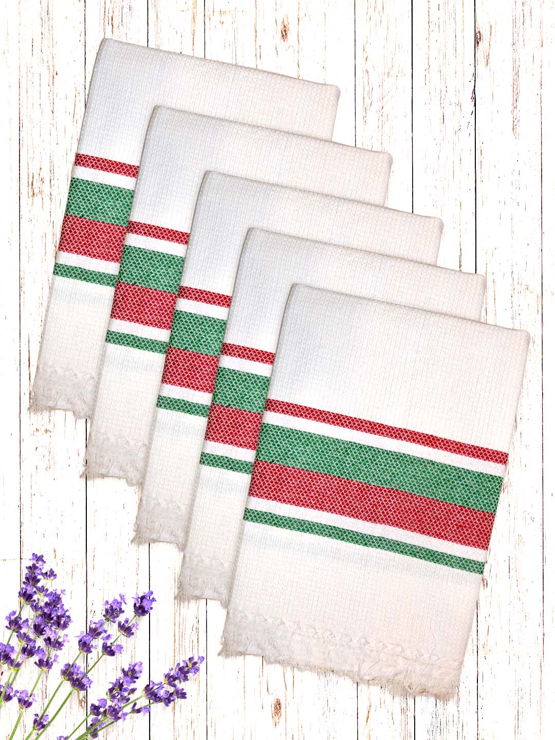 White Waffled Premium Coton Bath Towel (Pack of 5) by Athom Living - Athom Living