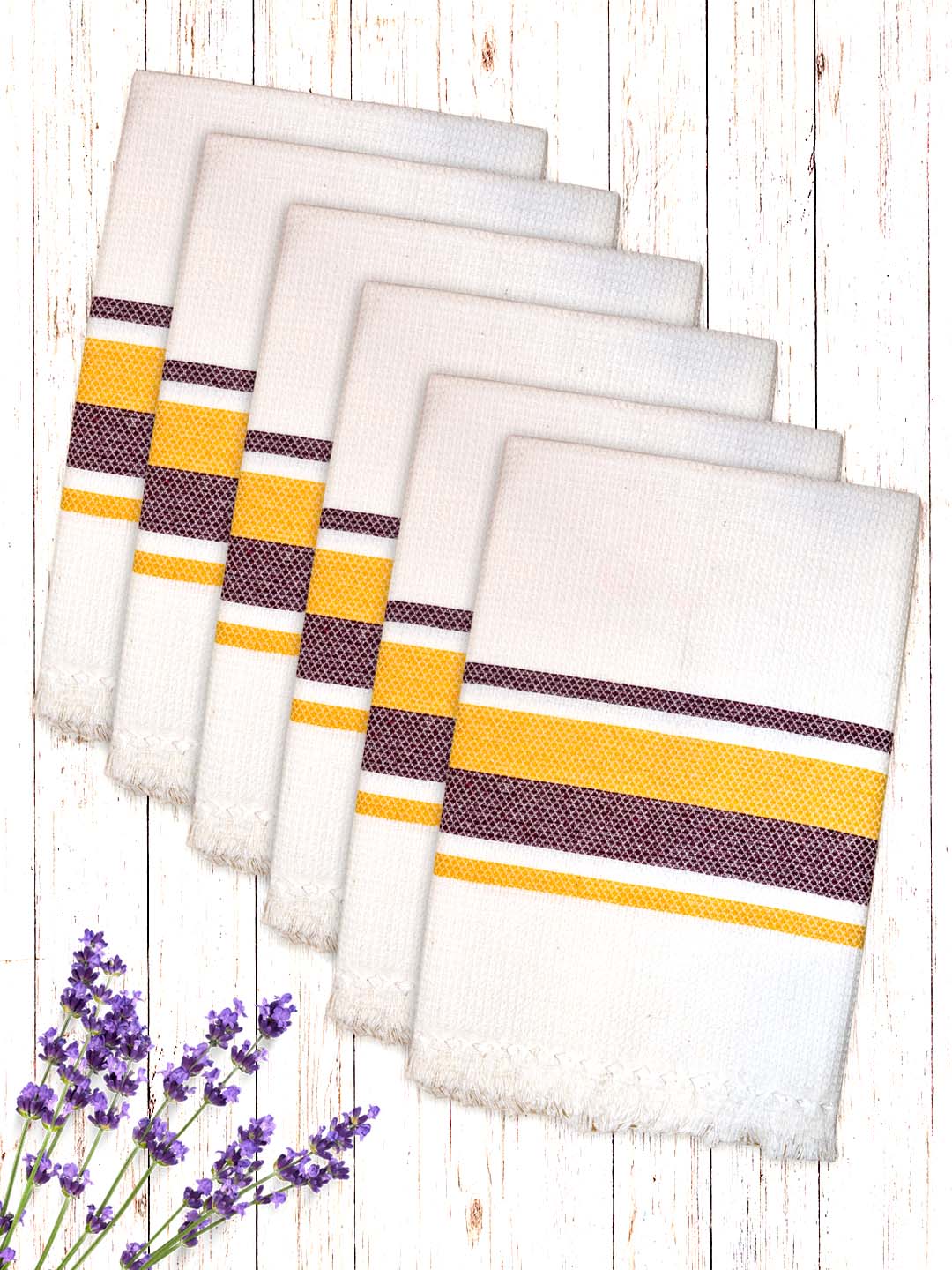White Waffled Premium Cotton Bath Towel (Pack of 6) by Athom Living - Athom Living