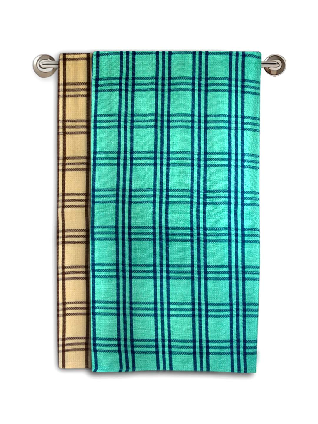 Yellow & Green Premium Waffle Cotton Bath Towel (Pack of 2) by Athom Living - Athom Living