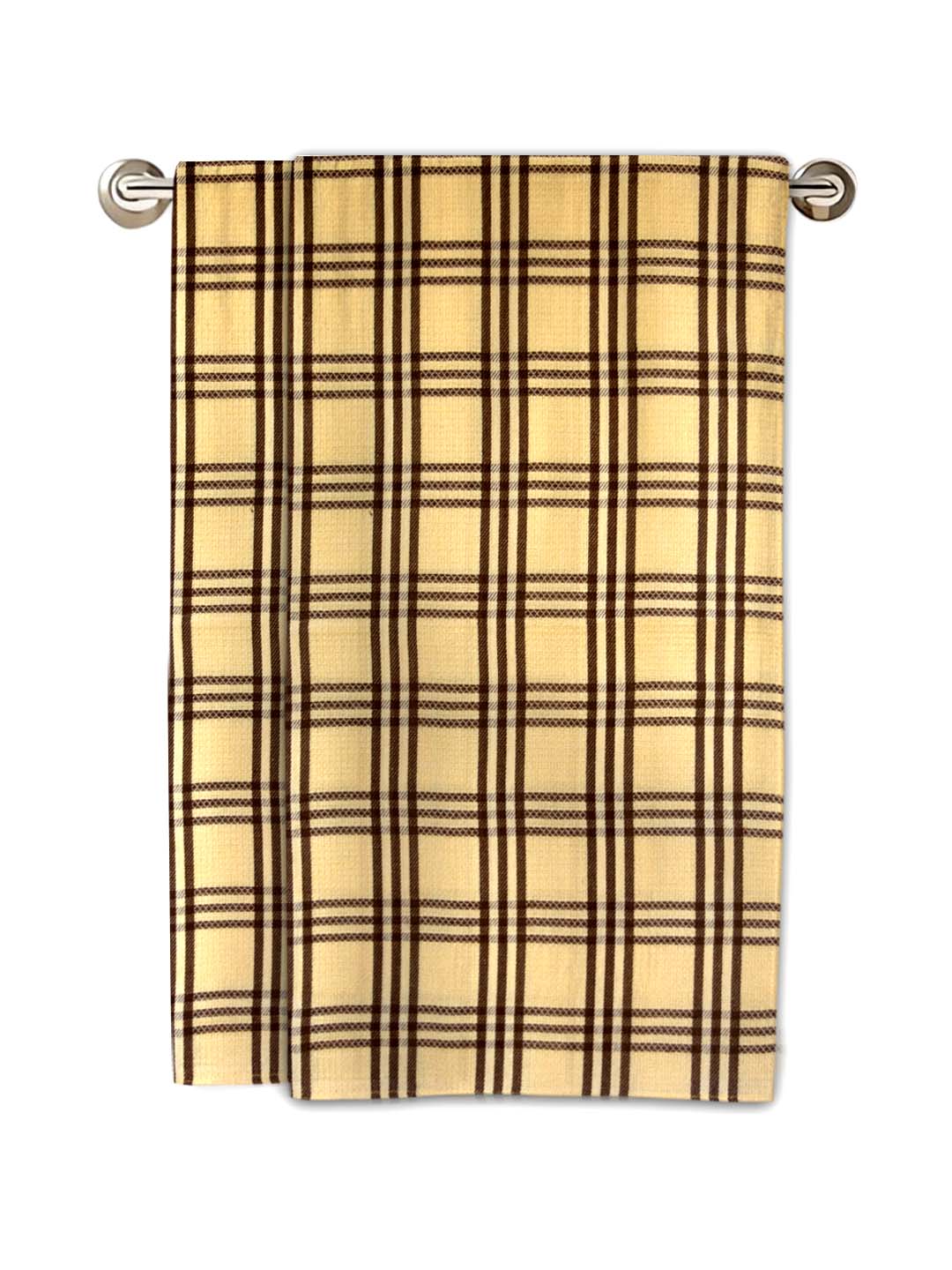Yellow Premium Waffle Cotton Bath Towel (Pack of 2) by Athom Living - Athom Living