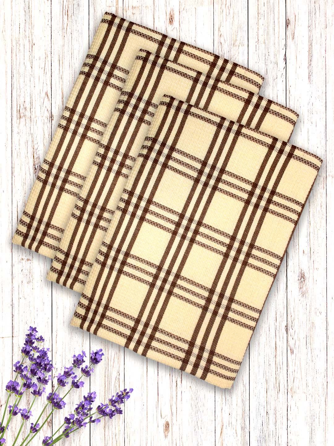 Yellow Premium Waffle Cotton Bath Towel (Pack of 3) by Athom Living - Athom Living