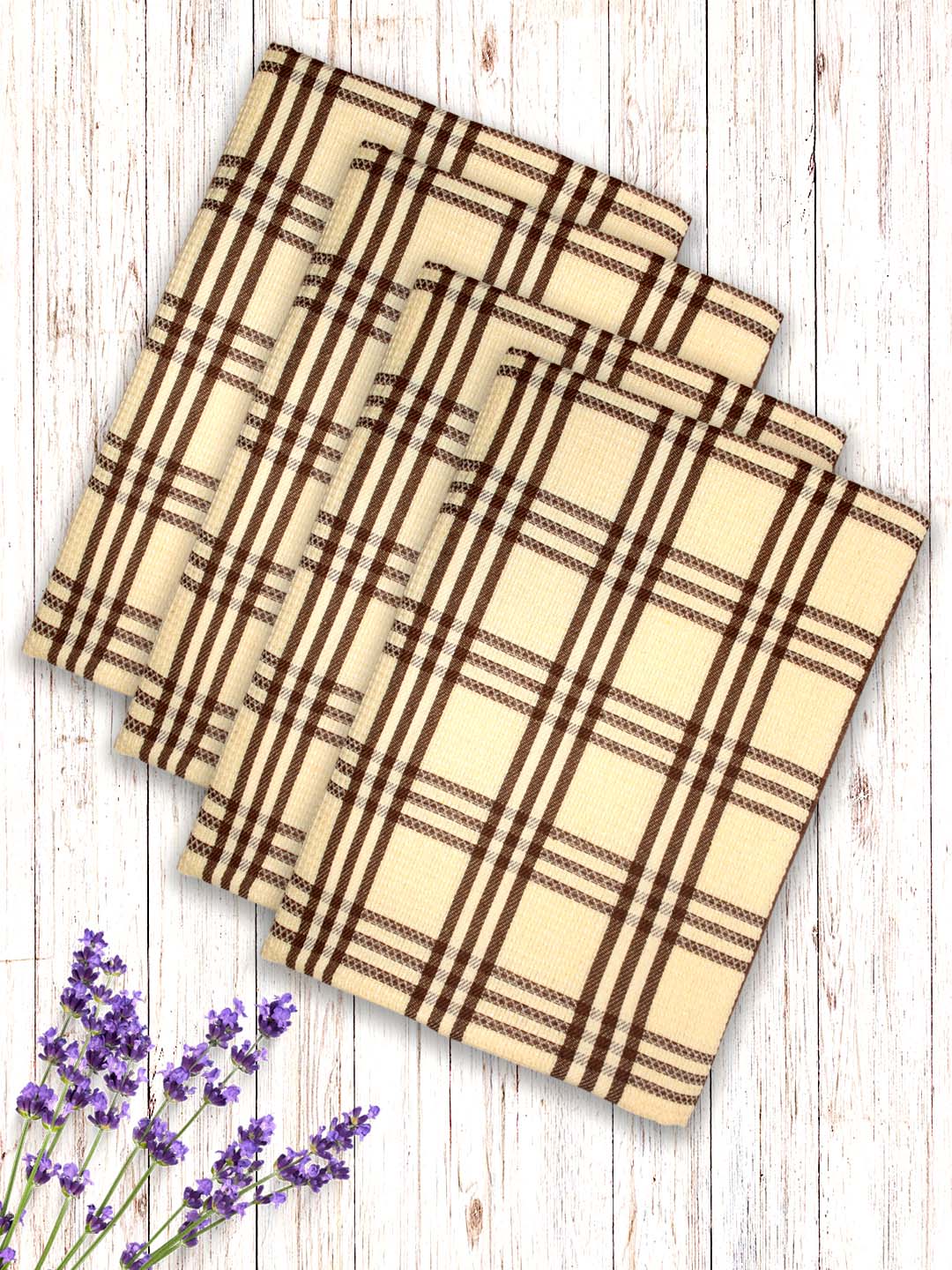 Yellow Premium Waffle Cotton Bath Towel (Pack of 4) by Athom Living - Athom Living