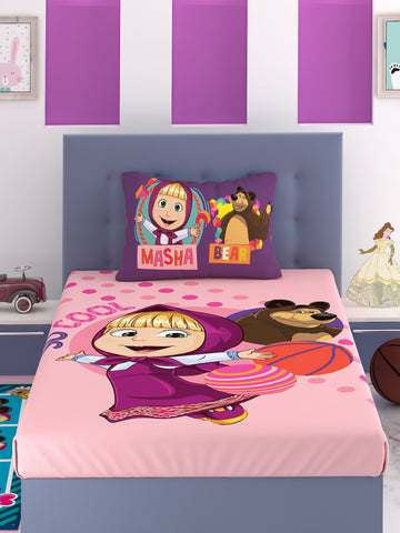 Athom Living Mash and The Bear So Cool Cotton Single Kids Bedsheet 180 TC 147x223 cm