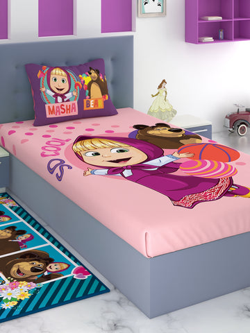 Athom Living Mash and The Bear So Cool Cotton Single Kids Bedsheet 180 TC 147x223 cm