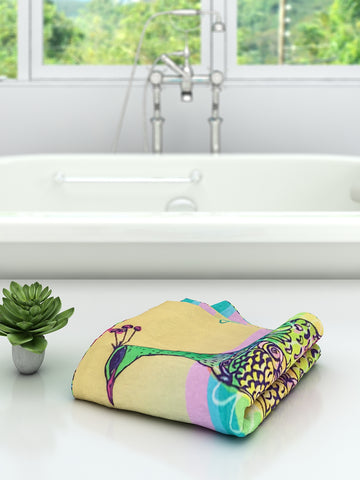 Athom Living Colour Your Life Vibrant Cotton Printed Bath Towel- Large