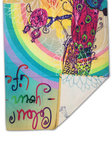 Athom Living Colour Your Life Vibrant Cotton Printed Bath Towel- Large
