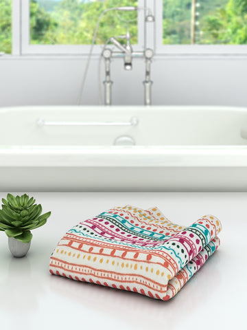 Athom Living Vibrant Cotton Printed Bath Towel- Large