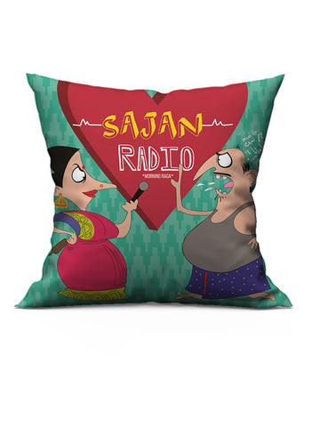 Athom Living Indie Sajan Radio Printed Cushion Cover 40x40cm / 16x16
